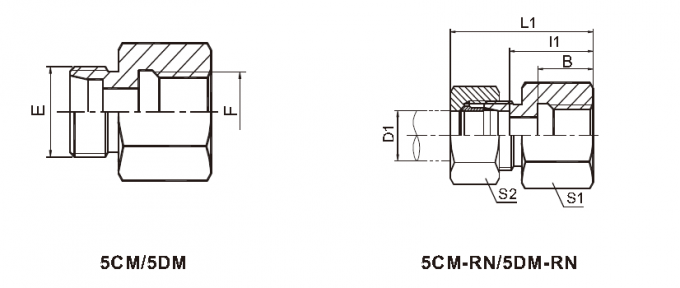RUÍDO apropriado fêmea hidráulico métrico de Bsp 3865 5CM/5DM folheados a níquel